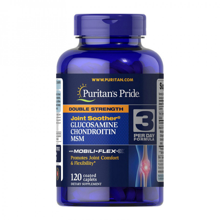 Глюкозамин, хондроитин, МСМ "Double Strength Glucosamine, Chondroitin & MSM" Puritan's Pride, 120 таблеток