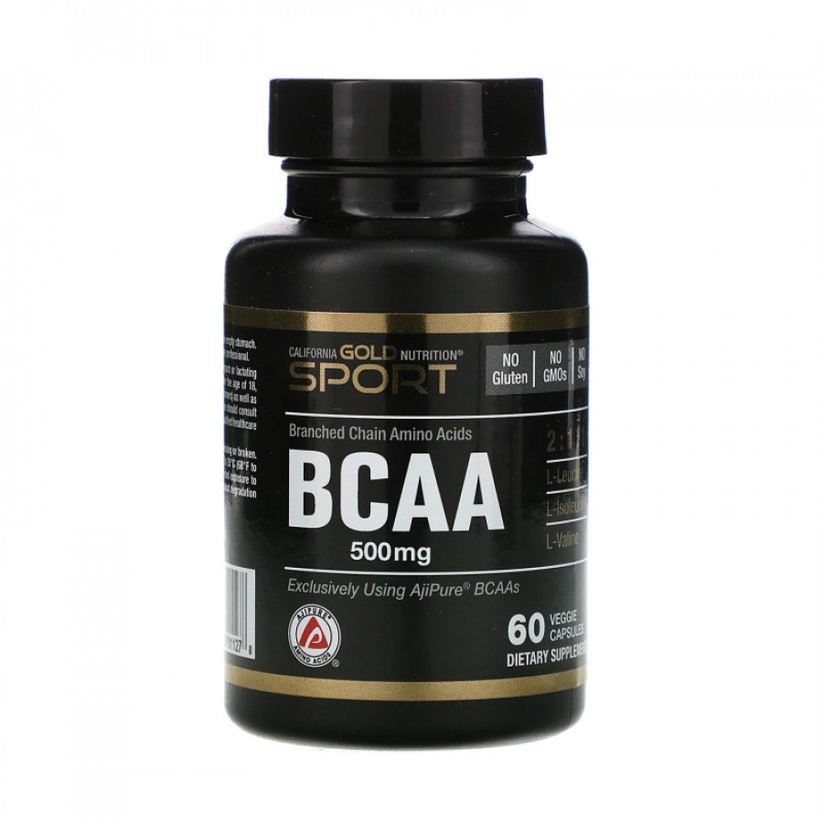 BCAA, аминокислоты с разветвленными цепями AjiPure®, 500 мг, California Gold Nutrition, 60 капсул
