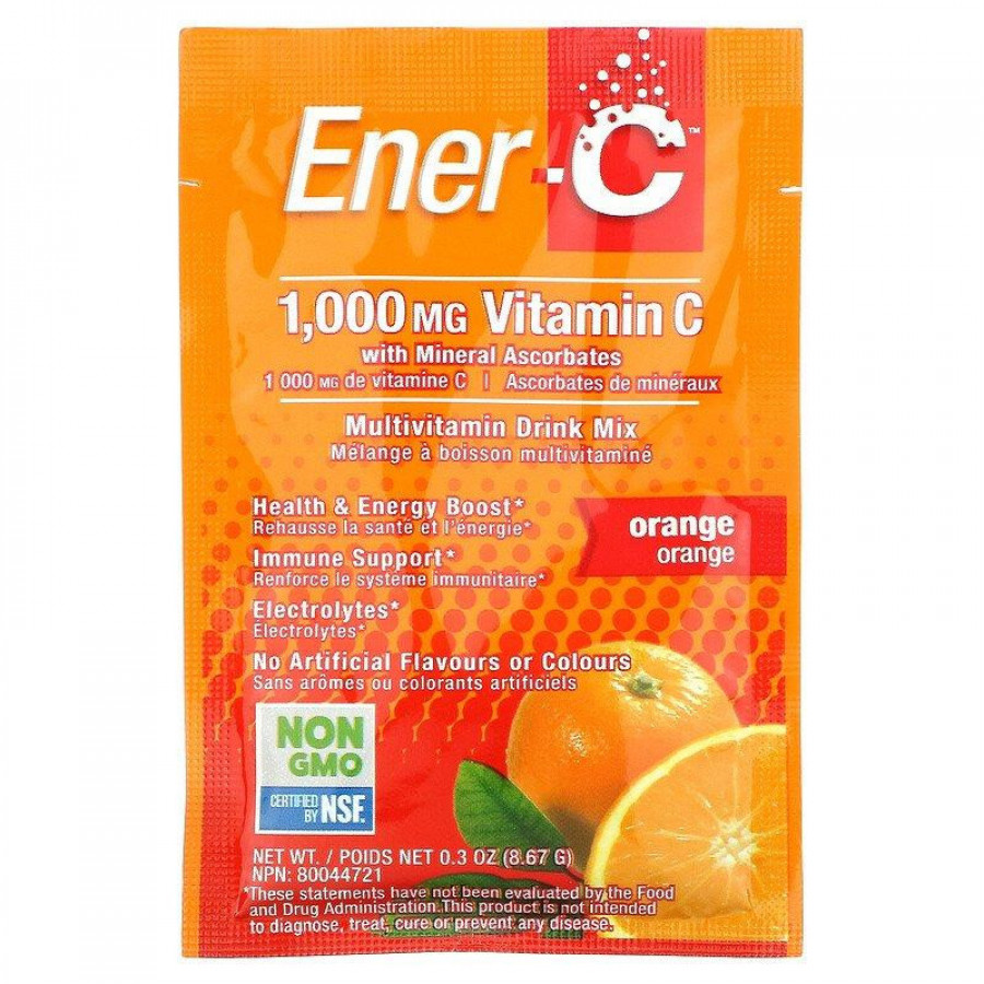 Электролитический напиток с витамином С, 1000 мг, апельсин, Ener-C, 30 пакетов