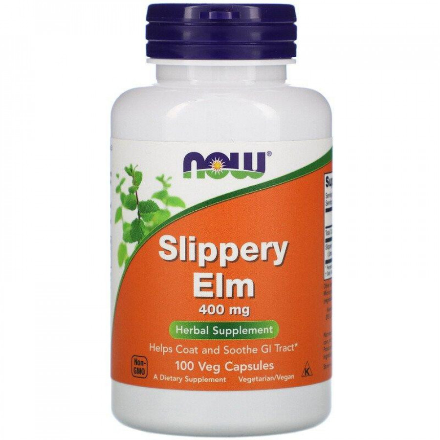 Красный вяз "Slippery Elm" 400 мг, Now Foods, 100 капсул