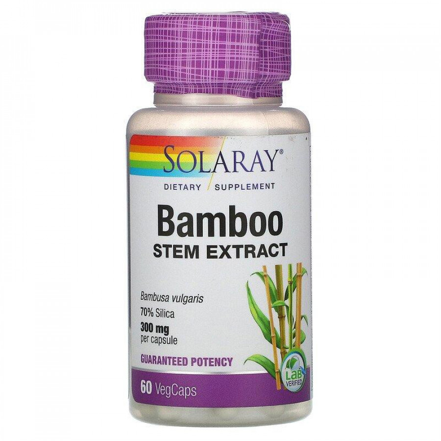 Экстракт бамбука "Bamboo Steam Extract" Solaray, 300 мг, 60 капсул