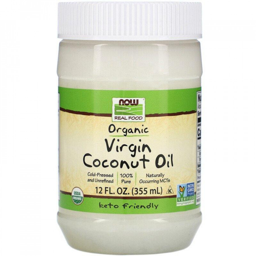 Органическое кокосовое масло первого отжима "Coconut Oil Virgin organic", Now Foods, Real Food, 355 мл