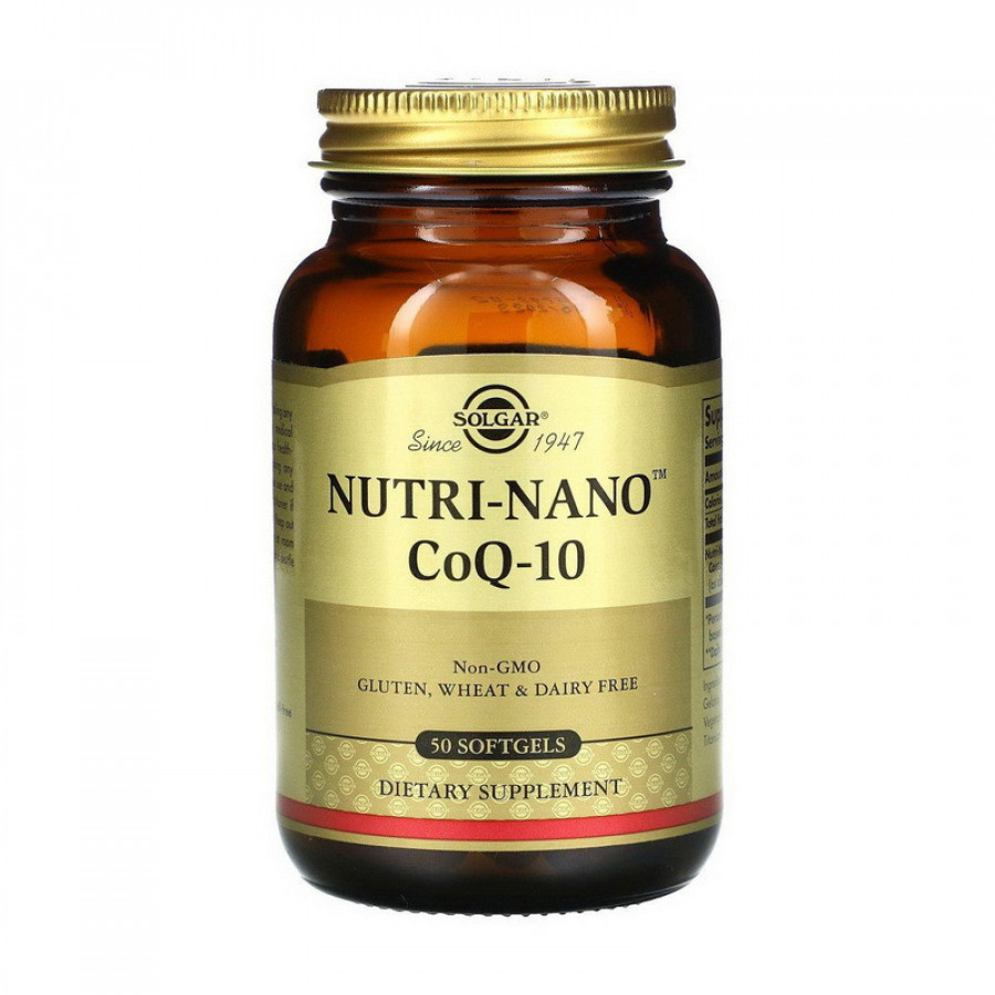 Нутри-нано CoQ-10 "Nutri-Nano CoQ-10" Solgar, 50 желатиновых капсул