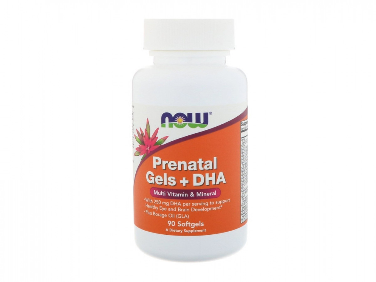 Мультивитамины Prenatal Gels + DHA, Now Foods, для беременных и кормящих матерей, 90 капсул