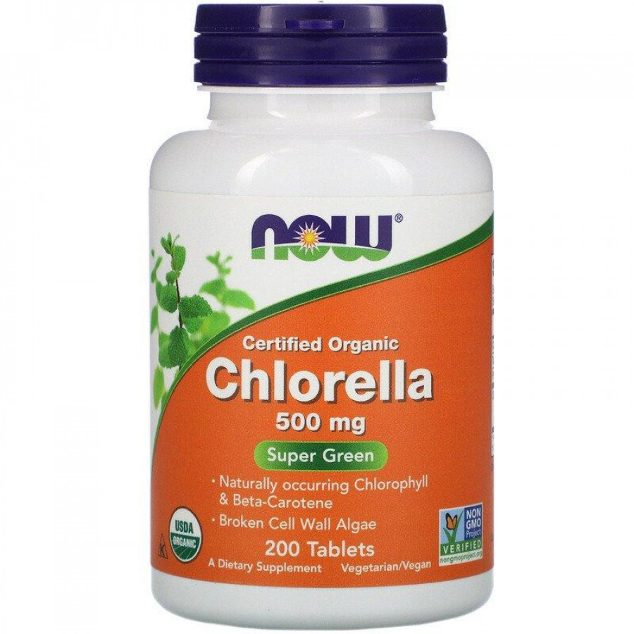 Хлорелла "Chlorella" Now Foods, 500 мг, 200 таблеток