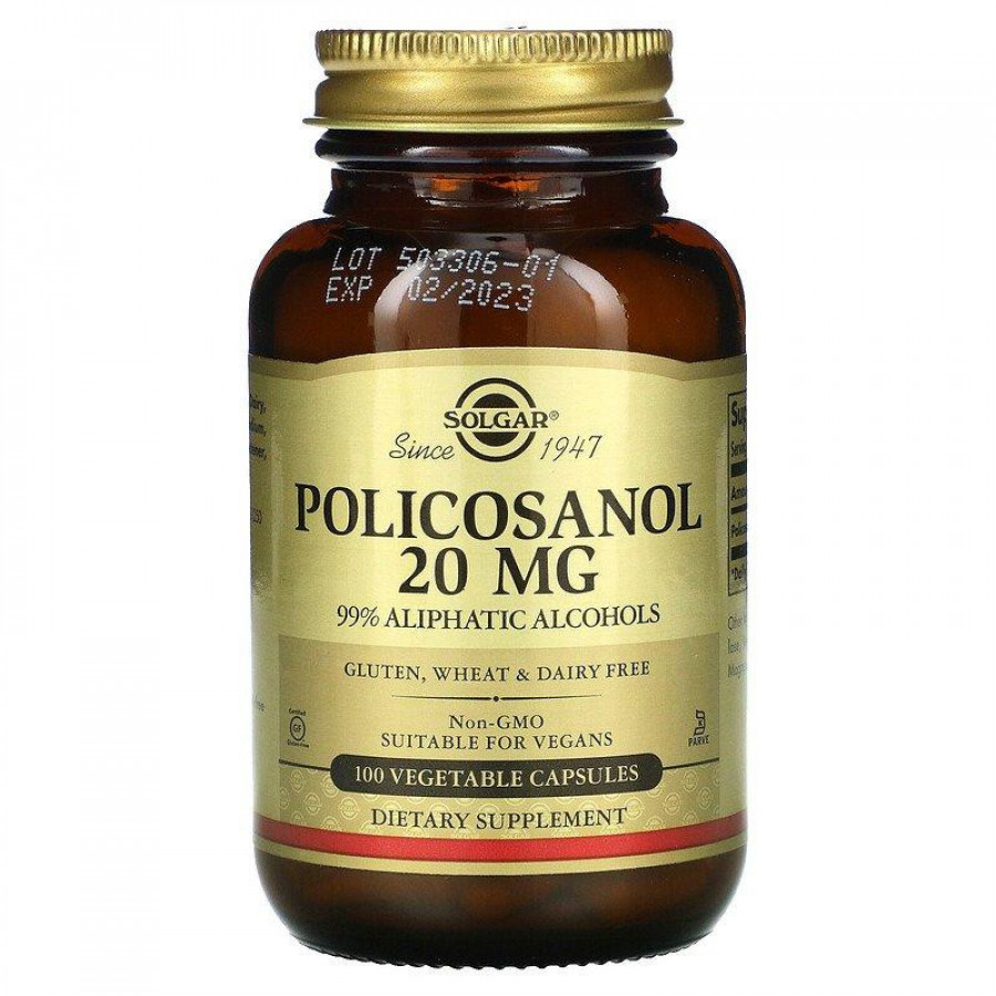 Поликозанол "Policosanol" Solgar, 20 мг, 120 капсул