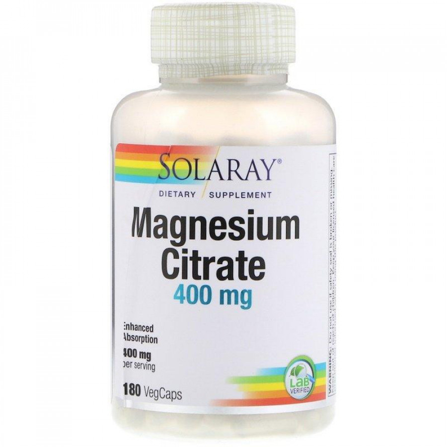 Магний цитрат "Magnesium Citrate" Solaray, 400 мг, 180 капсул