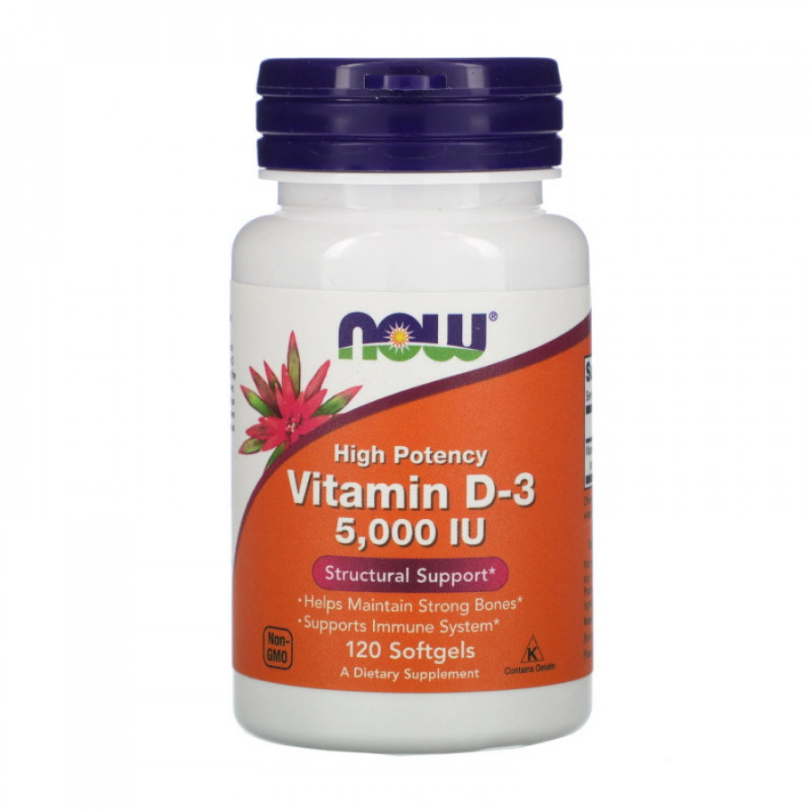 Витамин Д3 Vitamin D-3, Now Foods, 5000 МЕ, 120 капсул