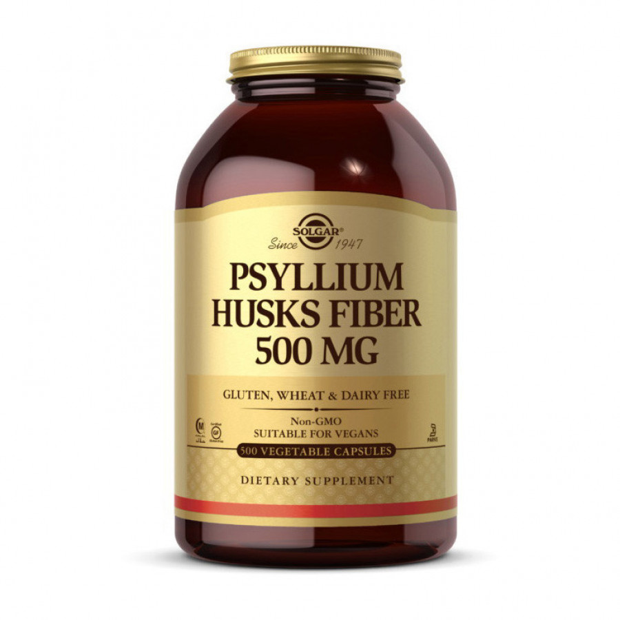 Псиллиум, клетчатка из оболочек семян подорожника "Psyllium Husks Fiber" 500 мг, Solgar, 500 капсул