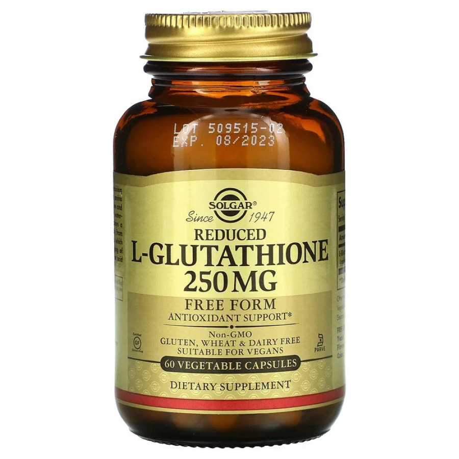 L-глутатион "Reduced L-Glutathione" 250 мг, Solgar, 30 капсул