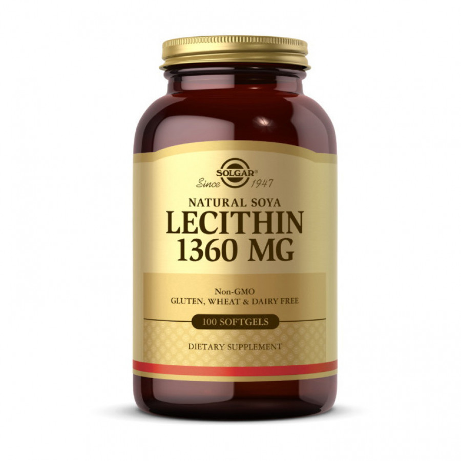 Соевый лецитин "Natural Soya Lecithin" 1360 мг, Solgar, 100 капсул