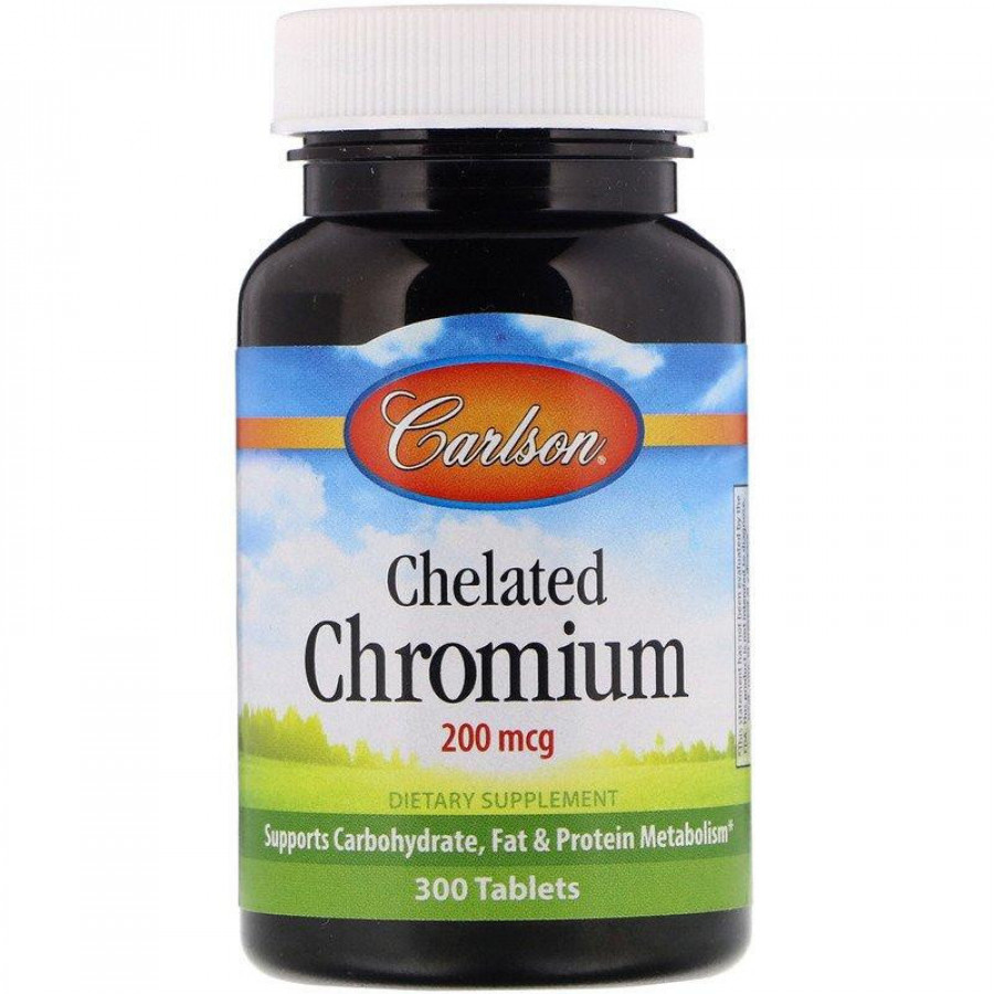 Хром в хелатной форме "Chelated Chromium" Carlson Labs, 200 мкг, 300 таблеток