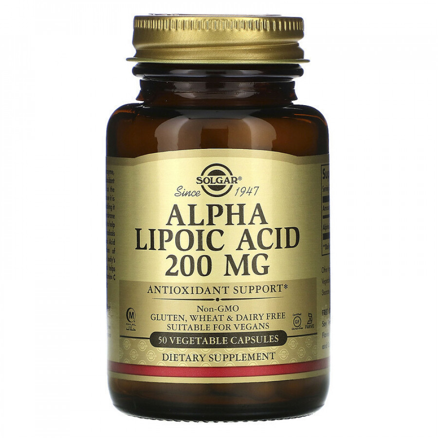 Альфа-липоевая кислота "Alpha Lipoic Acid" 200 мг, Solgar, 50 капсул