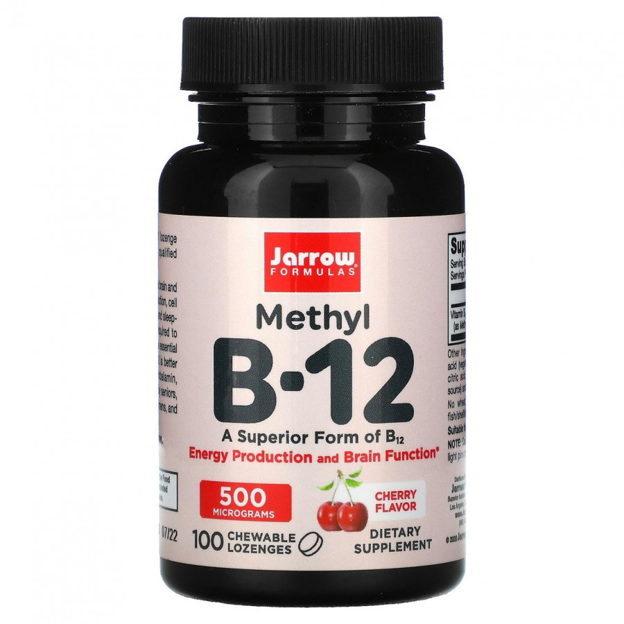 Метикобаламин, В12 "Methyl B-12" 500 мкг, со вкусом вишни, Jarrow Formulas, 100 пастилок
