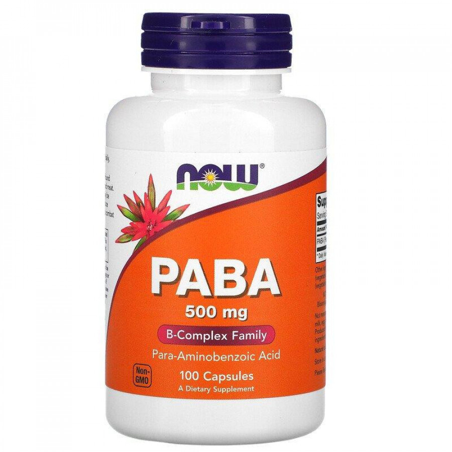 ПАБК (пара-аминобензойная кислота) "PABA" Now Foods, 500 мг, 100 капсул