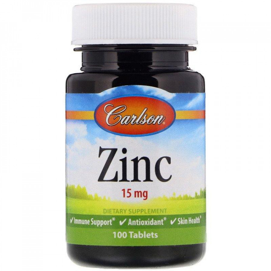 Цинк, Zinc, Carlson Labs, 15 мг глюконата цинка, 100 таблеток