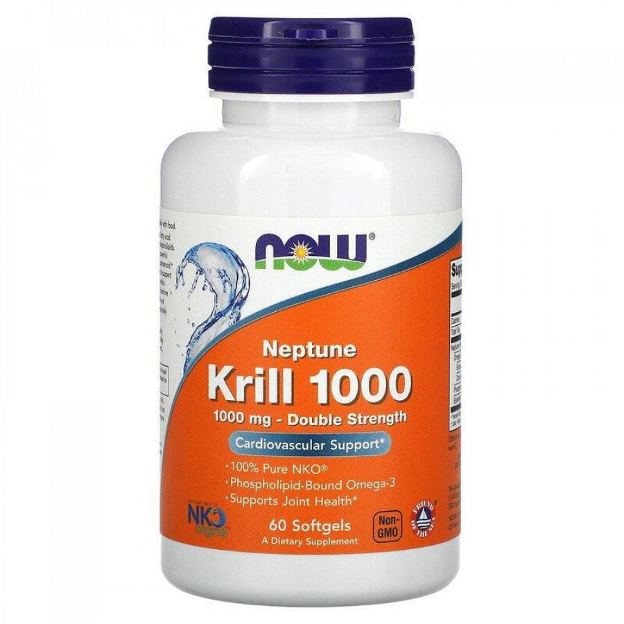 Масло криля "Krill Oil 1000 double strength" Now Foods, 1000 мг, 60 капсул