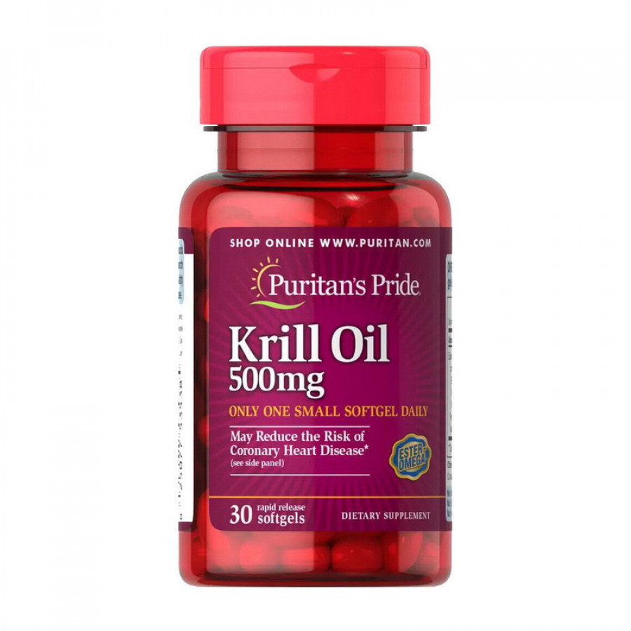 Масло криля "Krill Oil" Puritan's Pride, 500 мг, 30 гелевых капсул