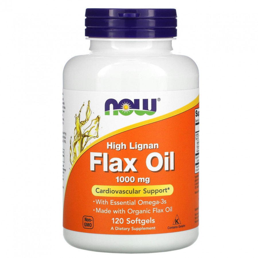 Масло льна с лигнаном "Flax Oil 1000 mg High Lignan" Now Foods, 1000 мг, 120 капсул
