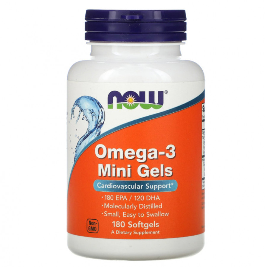 Омега-3-мини "Omega-3 Mini Gels" Now Foods, 360 мг/240 мг, 180 капсул