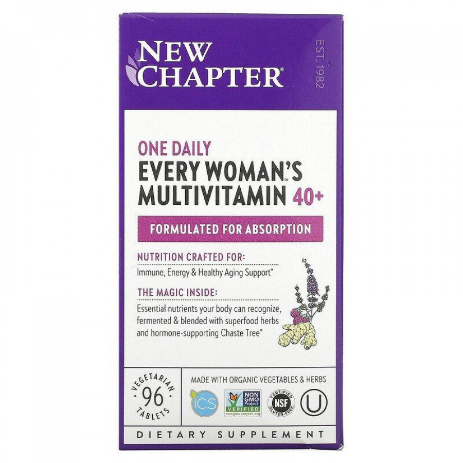 Мультивитамины для женщин старше 40 лет "Woman's One Daily Multivitamin 40+" New Chapter, 96 таблеток