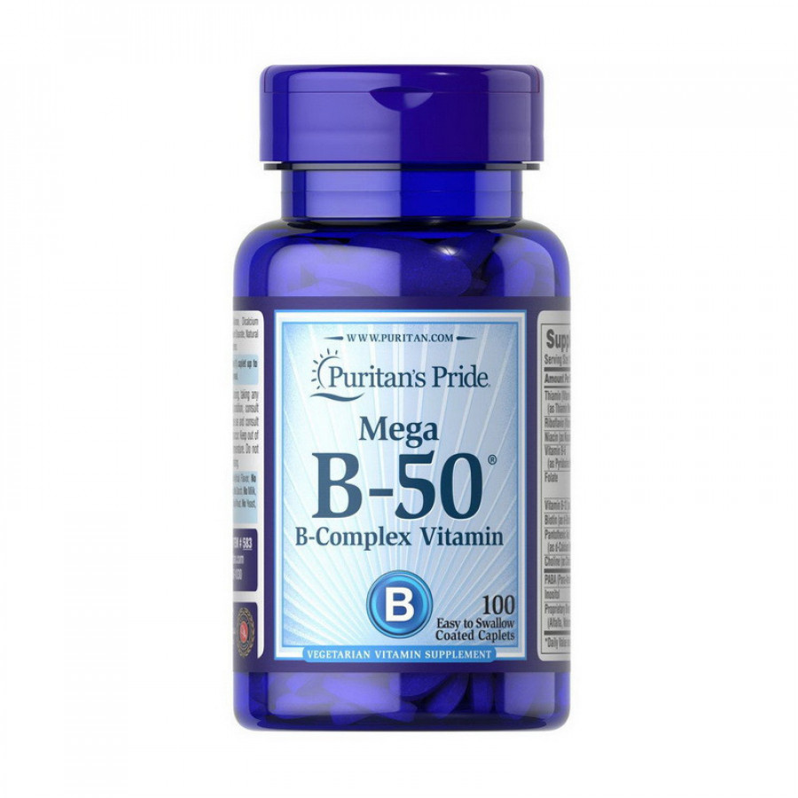 Витамины группы В Mega B-50 B-Complex Vitamin Puritan's Pride 100 капсул