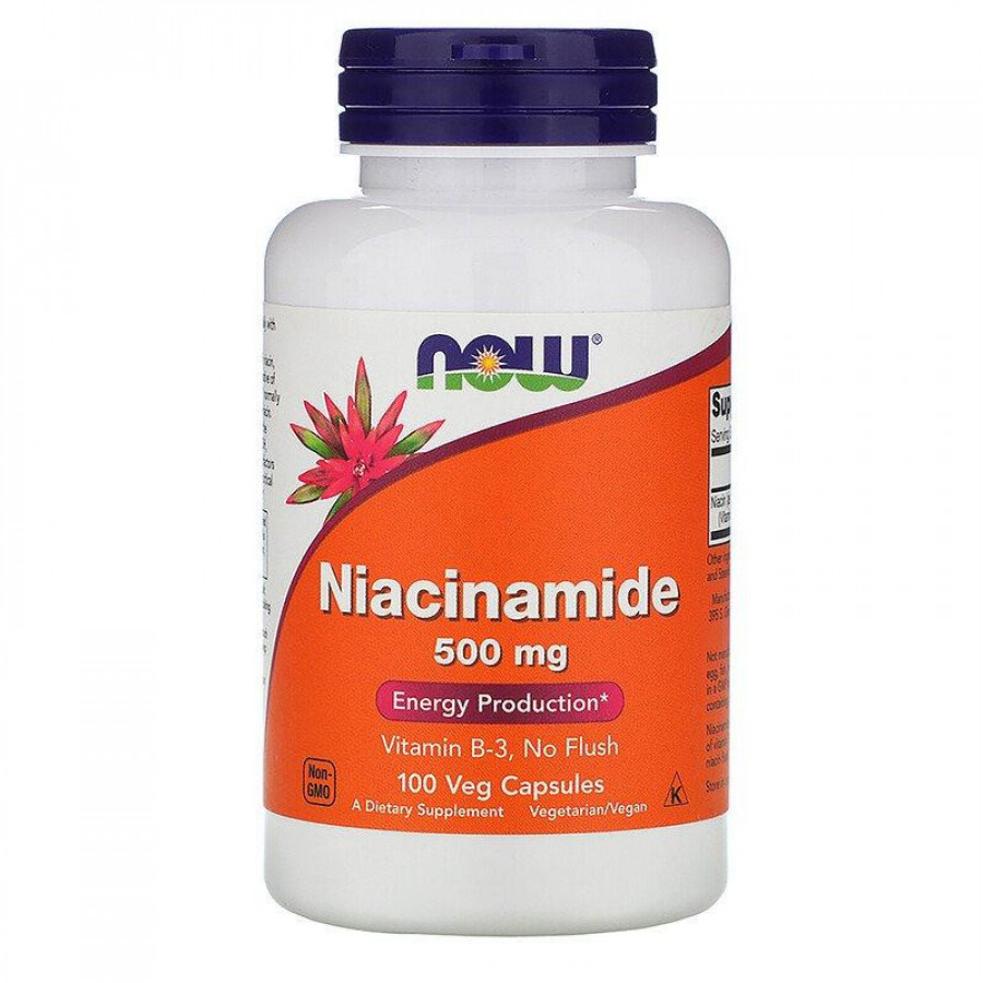 Никотинамид "Niacinamide 500 mg"  Now Foods, 500 мг, 100 вегетарианских капсул