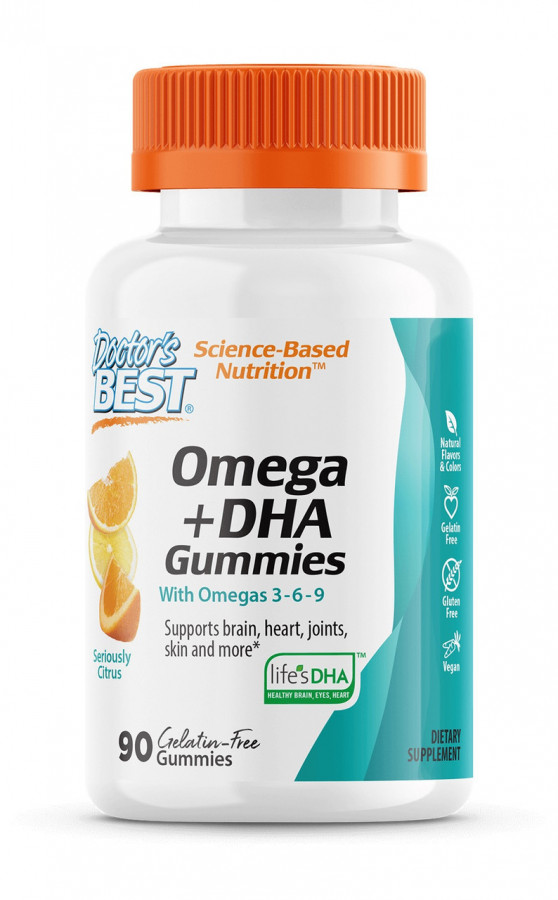 Комплекс Омега, ДГК и витамина С "Omega + DHA with Omega 3-6-9" Doctor's BEST, 90 жевательных таблеток