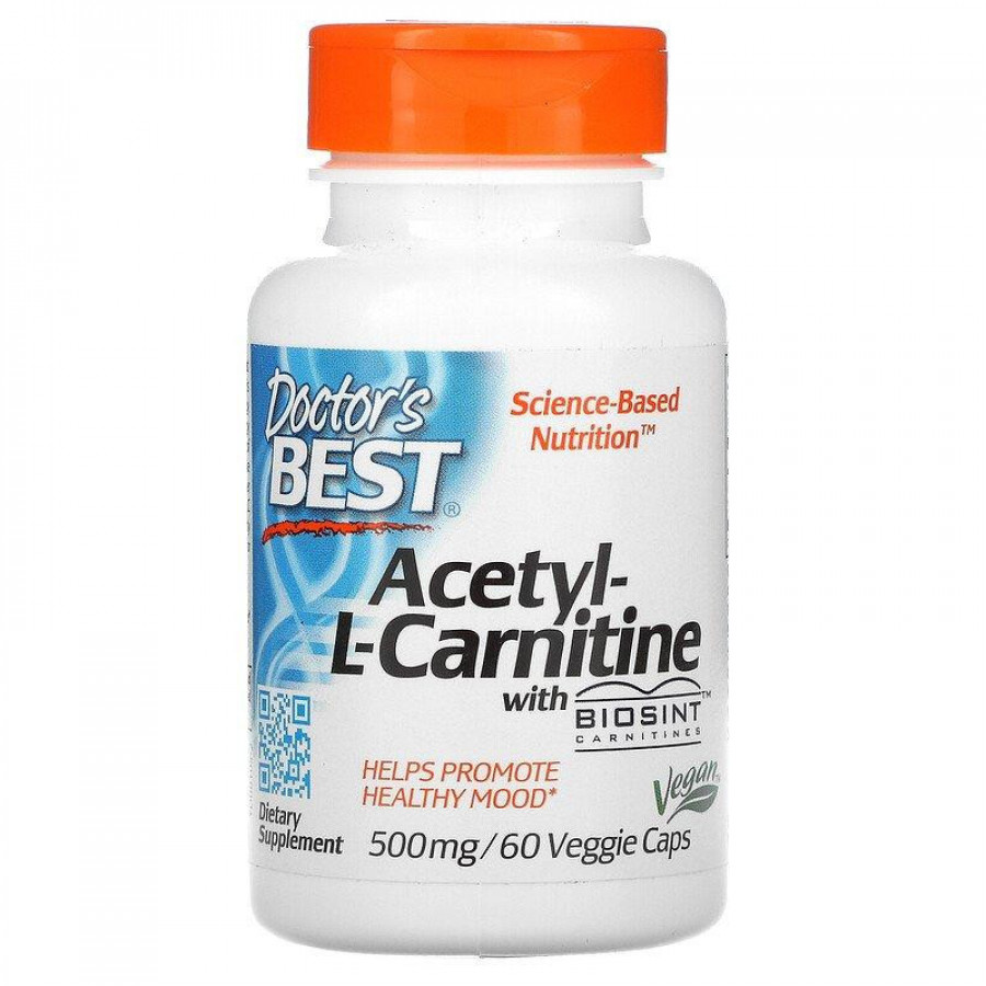 Ацетил-L-карнитин "Acetyl-L-Carnitine" 500 мг, Doctor's Best, 60 капсул