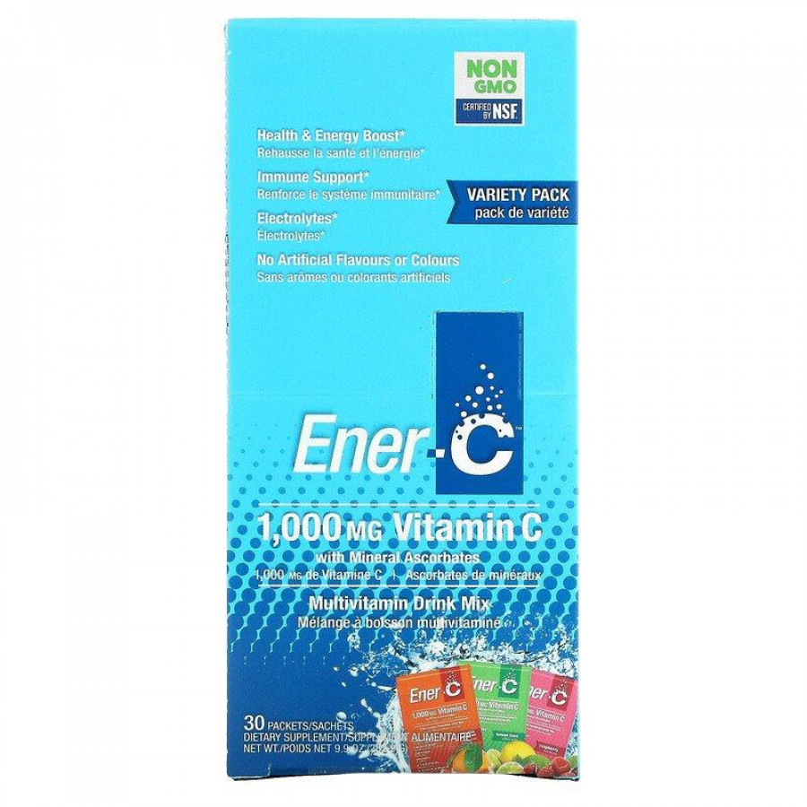 Электролитический напиток с витамином С, 1000 мг, ассорти, Ener-C, 30 пакетов