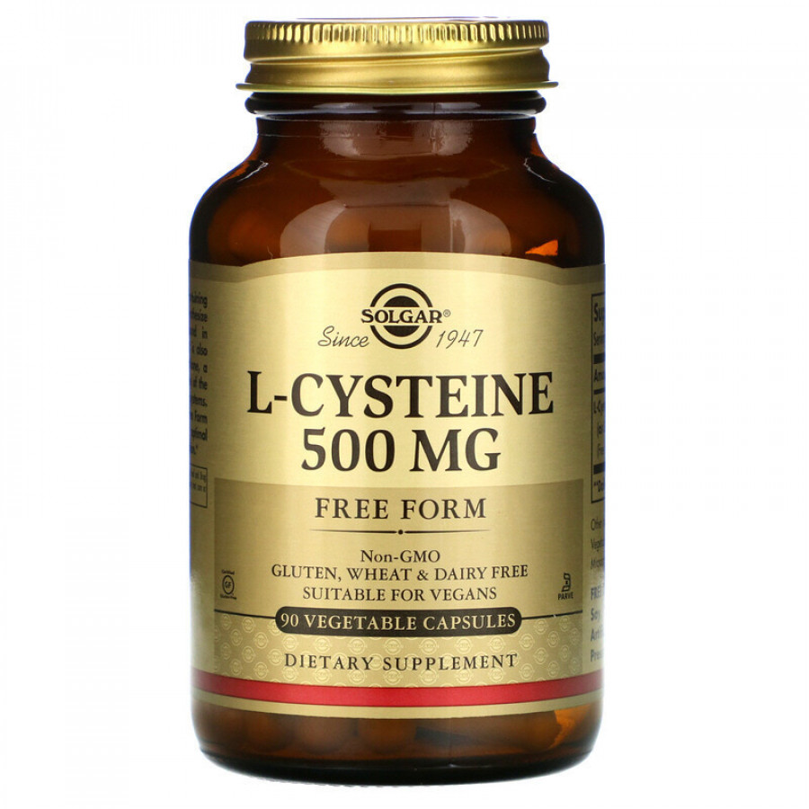 L-цистеин "L-Cysteine" 500 мг, Solgar, 90 капсул