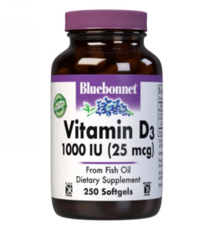 Витамин D3 "Vitamin D3" Bluebonnet Nutrition, 1000 МЕ, 90 растительных капсул
