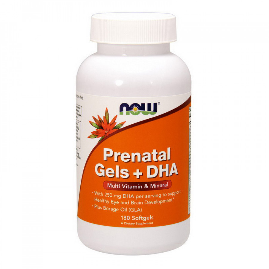 Мультивитамины Prenatal Gels + DHA, Now Foods, для беременных и кормящих матерей, 180 капсул