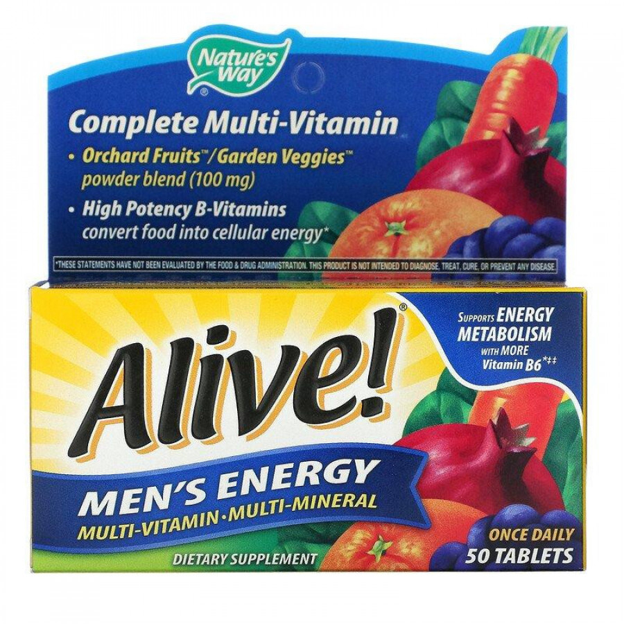Мультивитамины и мультиминералы для мужчин, Nature's Way, Alive!, 50 таблеток