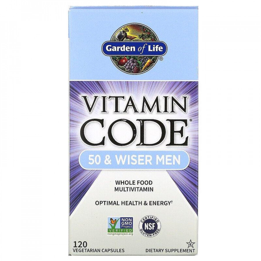 Органические витамины для мужчин от 50 лет "Vitamin Code 50 & Wiser Men" Garden Of Life, 120 капсул