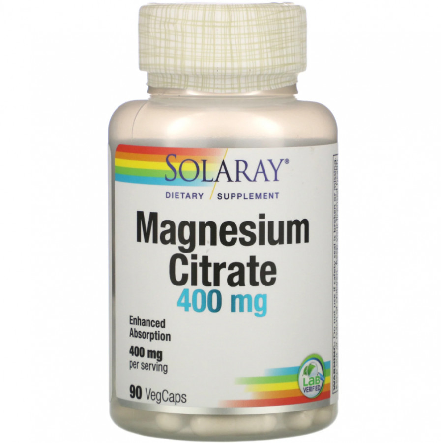 Магний цитрат "Magnesium Citrate" Solaray, 400 мг, 90 капсул