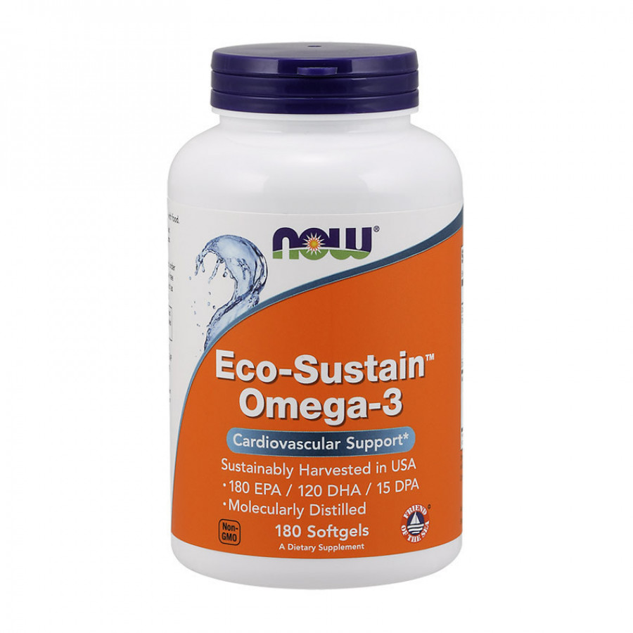 Омега-3 "Eco-Sustain Omega-3" Now Foods, 180/120, 180 желатиновых капсул