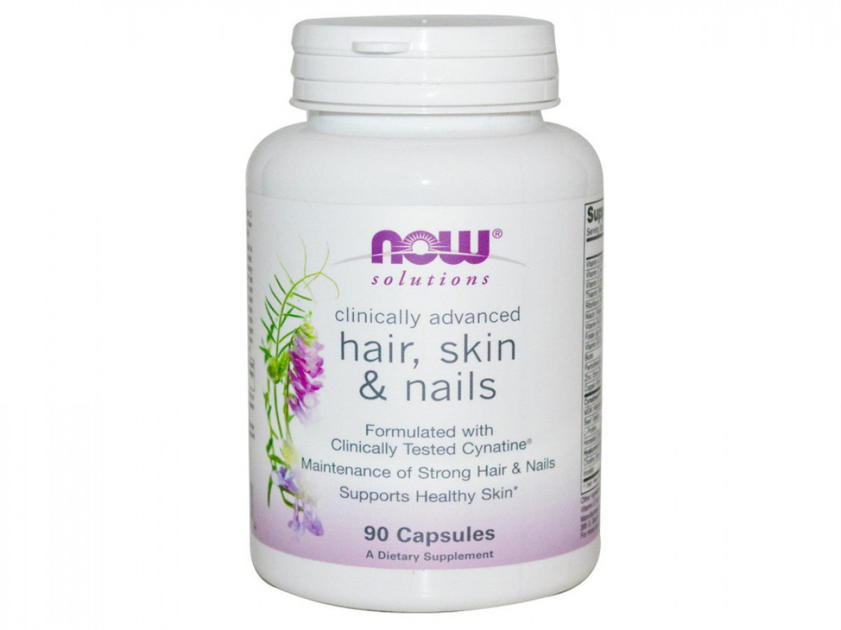 Витамины для волос, ногтей и кожи, Hair, Skin & Nails, Now Foods, Solutions, 90 капсул