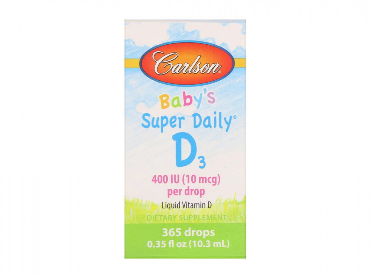 Витамин D3 для младенцев "Kid's Super Daily D3" Carlson Labs, 400 МЕ/10 мкг, 10.3 мл