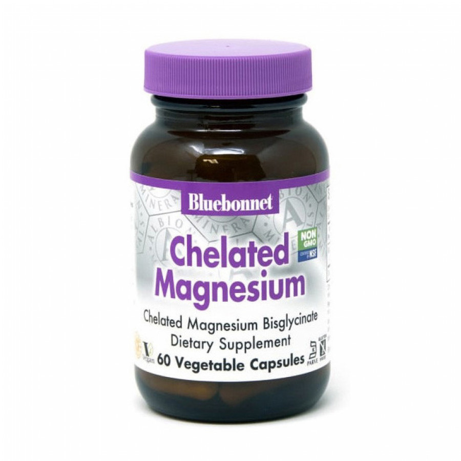 Магний в хелатной форме "Chelated Magnesium", Bluebonnet Nutrition, 200 мг, 60 капсул