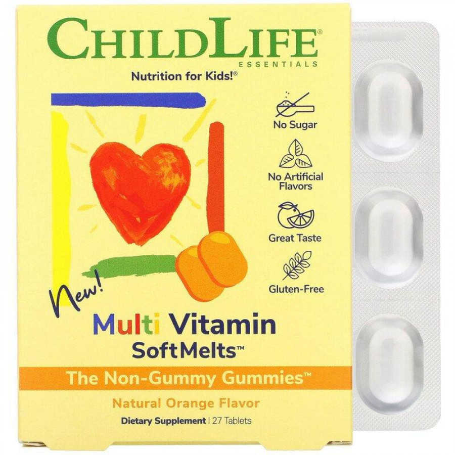 Мультивитамины для детей "Multi Vitamin" ChildLife, апельсиновый вкус, 27 таблеток