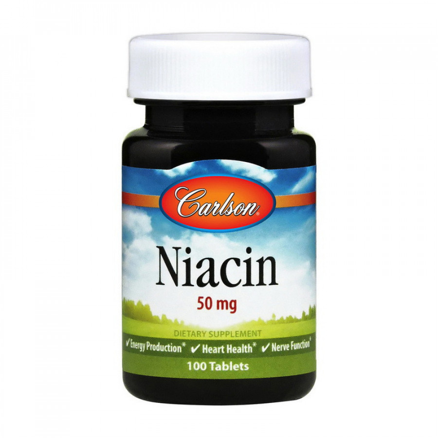Ниацин, витамин В3 "Niacin" 50 мг, Carlson Labs, 100 таблеток