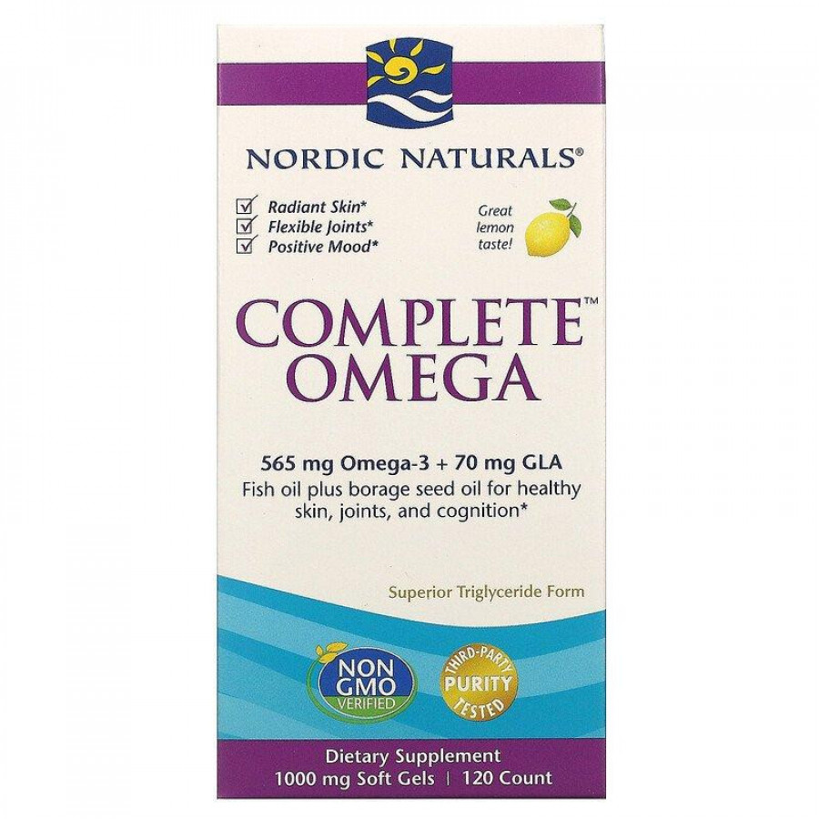 Комплекс Омега-3 и GLA "Complete Omega" Nordic Naturals, 565 мг, 120 капсул