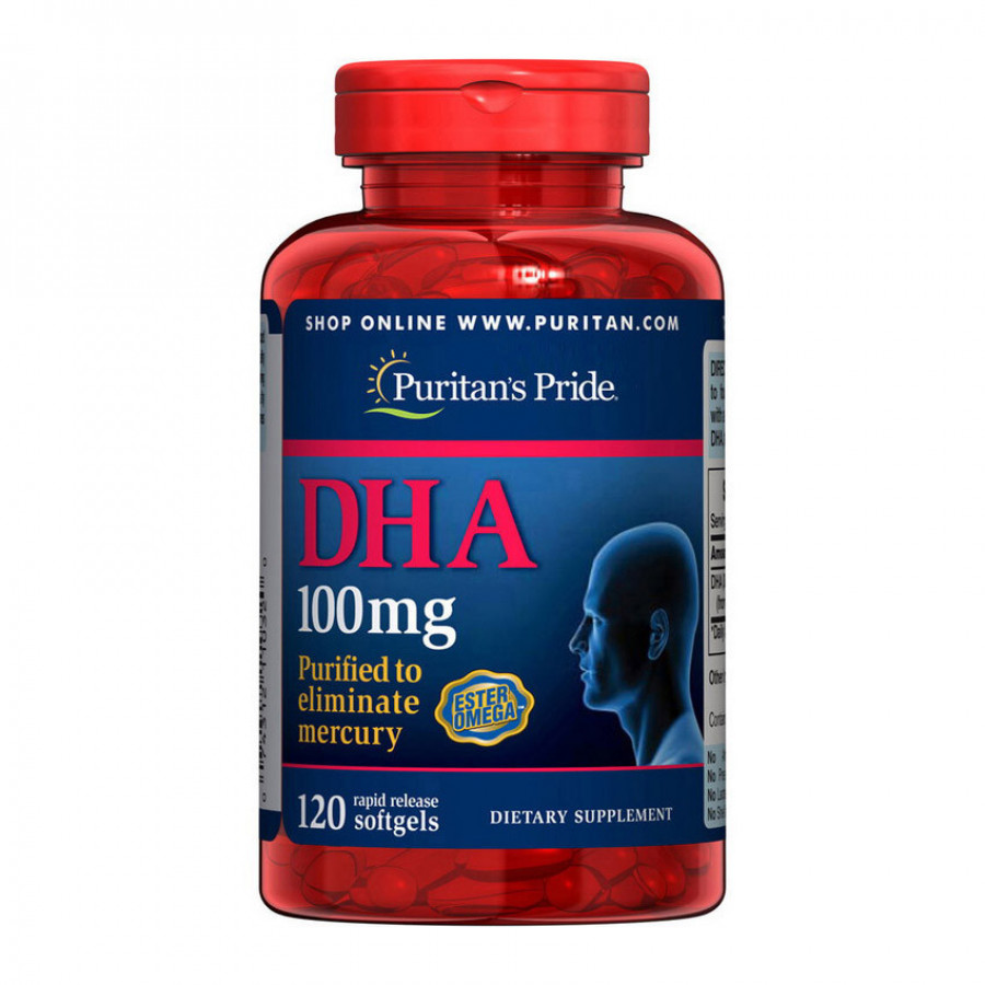 ДГК, докозагексаеновая кислота "DHA" Puritan's Pride, 100 мг, 120 желатиновых капсул