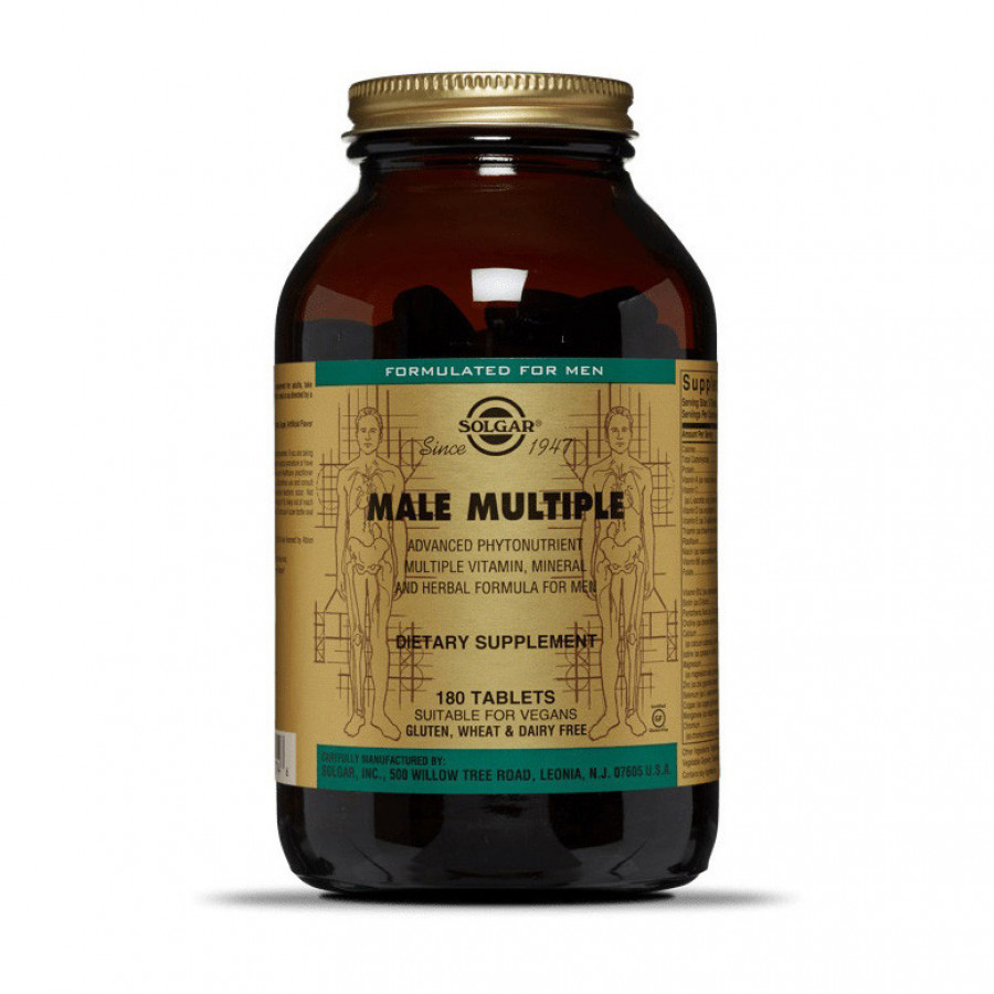 Мультивитамины и мультиминералы для мужчин, Male Multiple, Solgar, 180 таблеток