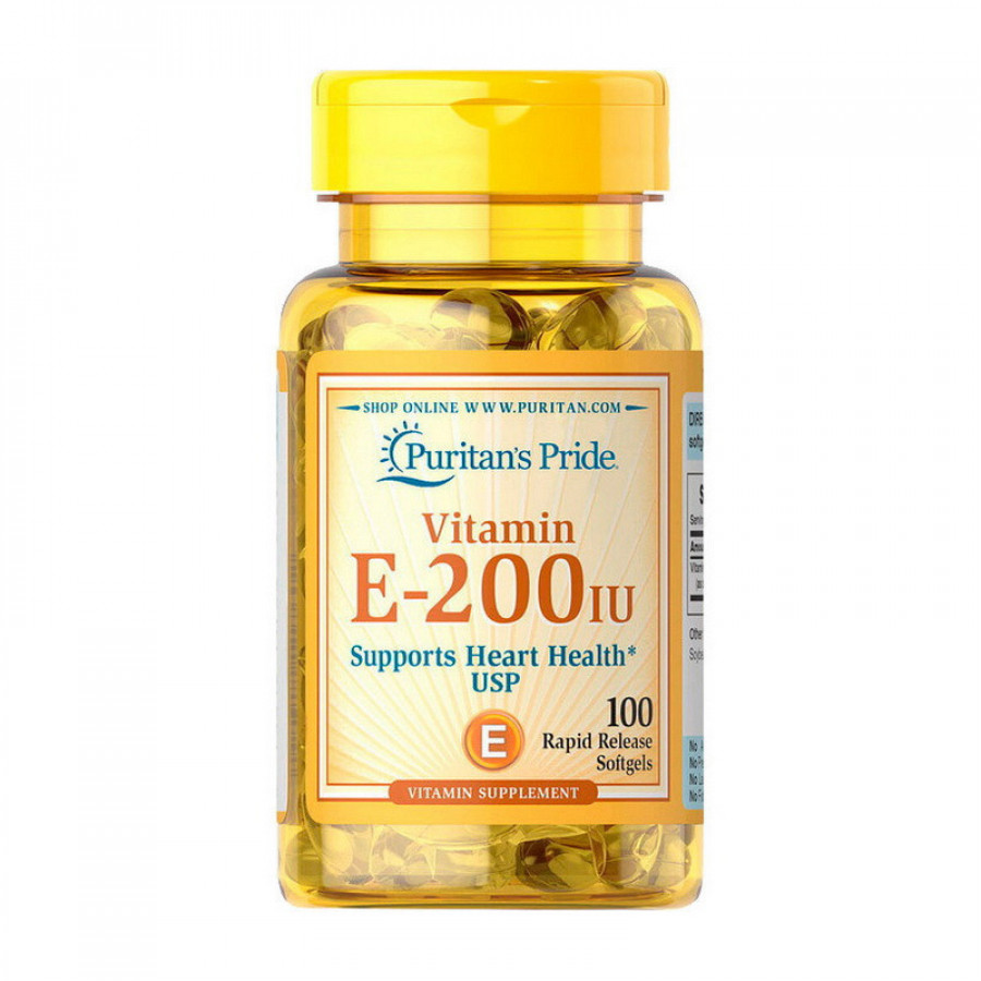 Витамин Е, 90 мг (200 МЕ), Puritan's Pride, 100 капсул