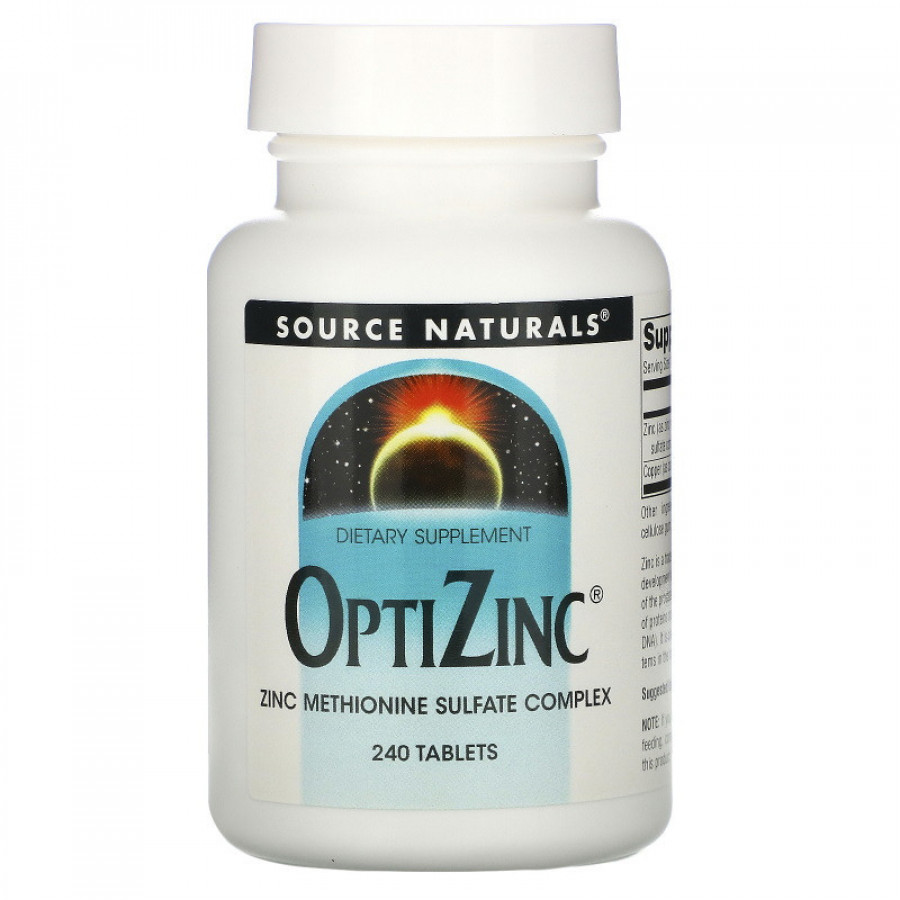 OptiZinc, цинк и медь, Source Naturals, 240 таблеток