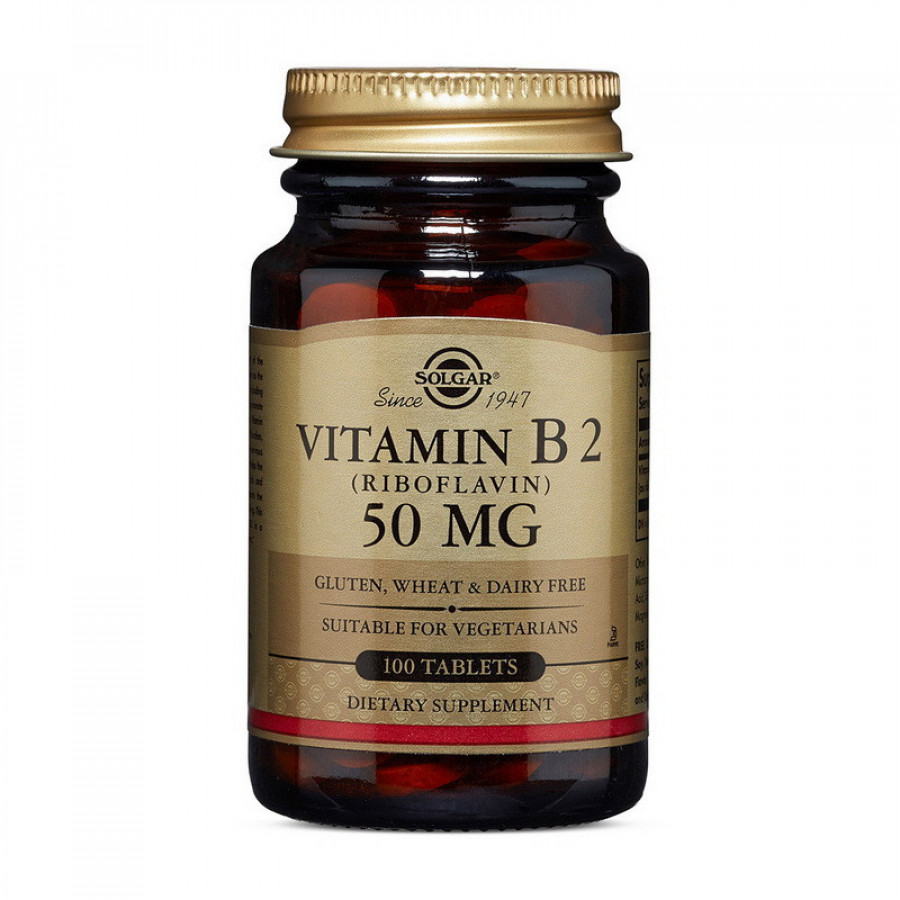 Витамин В2, рибофлавин "Vitamin B2/Riboflavin" 50 мг, Solgar, 100 таблеток