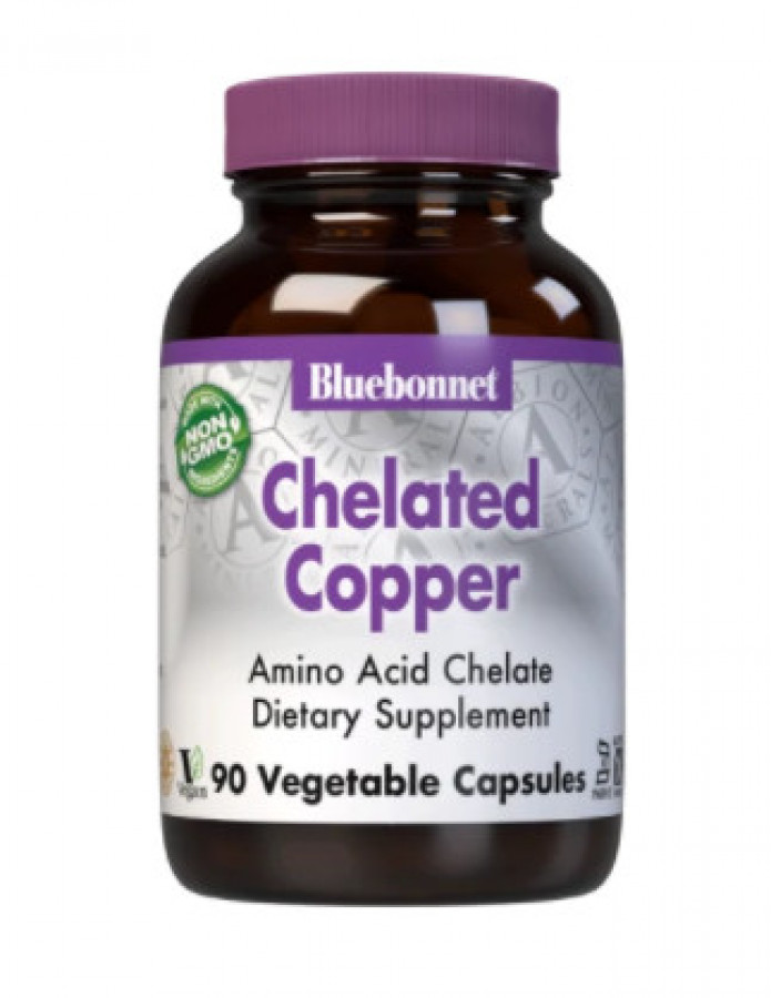 Медь в хелатной форме "Chelated Copper" Bluebonnet Nutrition, 90 капсул