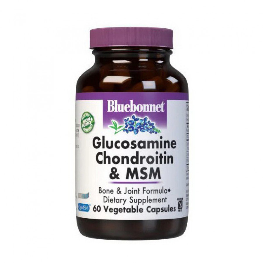 Глюкозамин, хондроитин и МСМ "Glucosamine Chondroitin & MSM" Bluebonnet Nutrition, 60 капсул